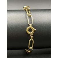 Ladies 14ct Yellow Gold Paperclip Link Bracelet 