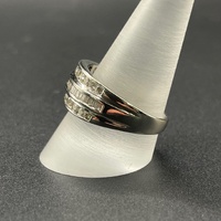 Ladies 18ct White Gold Multi Diamond Row Ring