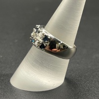 Ladies 18ct White Gold Blue Sapphire & Diamond Ring