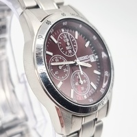 Seiko Chronograph 7T92-0DW0 Red Dial Mens Quartz Watch 10 Bar 100m