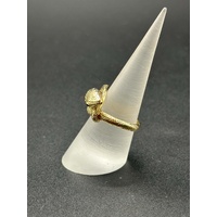 Unisex 9ct Yellow Gold Green Eyed Snake Ring 