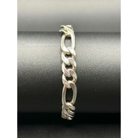 Unisex 925 Sterling Silver Figaro Link Bracelet