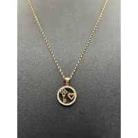 Ladies 9ct Yellow Gold Belcher Link Chain & Circle Pendant 