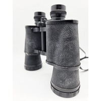 Birnie 10x50 Vintage Binoculars Coated Lenses 5° Field Black with Brown Case