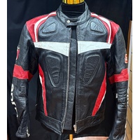 Aprilia Racing Italia Men's Leather Motorcycle Riding Jacket Black Red XL