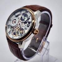 Thomas Earnshaw Longitude Automatic Skeleton Watch Brown Leather Band