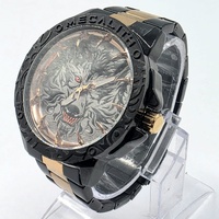 MEGALITH Wolf Men's Quartz Watch Black Gold Stainless Steel Bracelet 3ATM