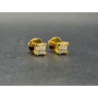 Ladies 18ct Yellow Gold Diamond Cluster Stud Earrings