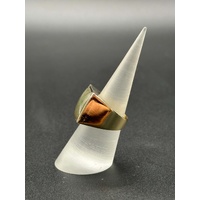 Mens 14ct Yellow Gold Green Gemstone and Diamonds Ring
