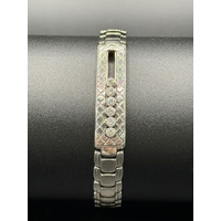 Unisex 14ct White Gold Diamond Fancy Link Bracelet