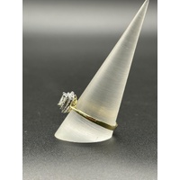 Ladies 9ct Yellow Gold Diamond Halo Ring