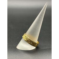 Unisex 22ct Yellow Gold Lazer Cut Pattern Ring