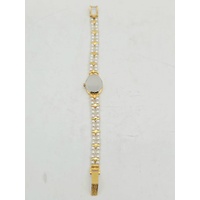 Felicia Ladies Quartz Watch Gold Tone Crystal Bezel Faux Pearl Band
