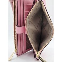 Michael Kors Jet Set Large Pink Leather Double Zip Phone Wallet Wristlet