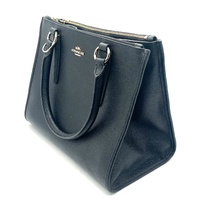 Coach Mini Surrey Carryall Black Leather Satchel Crossbody Bag with COA