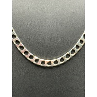 Unisex 925 Sterling Silver Square Curb Link Necklace