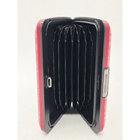 OGON White Floral Pattern Red Aluminum Card Wallet Credit Card Holder