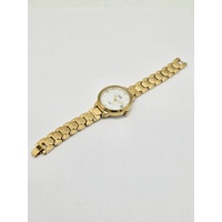 Elite Ladies Quartz Watch Gold Tone Bracelet Stainless Steel Back 5080379