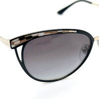 BVLGARI BV6083 2018/8G Womens Cat Eye Sunglasses Black Pale Gold Grey Italy