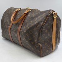 Louis Vuitton Keepall 45 Monogram Canvas Duffle Travel Bag Brown + COA