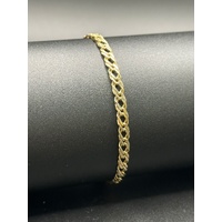 Unisex 9ct Yellow Gold Double Curb Link Bracelet