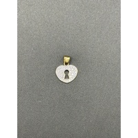Ladies 9ct Yellow Gold White CZ Heart Keyhole Pendant
