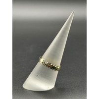 Unisex 9ct Yellow Gold Laser Cut Pattern Band Ring