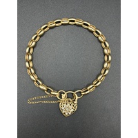 Ladies 9ct Yellow Gold 0.01ct Diamond Belcher Link Bracelet