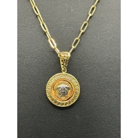 Unisex 18ct Yellow Gold Paperclip Link Chain with Medusa Pendant