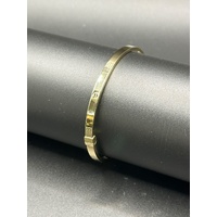 Ladies 18ct Yellow Gold Oval Hinged Bangle