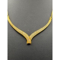 Ladies 21ct Yellow Gold Cubic Zirconia Fancy Link Crown Trifari Necklace