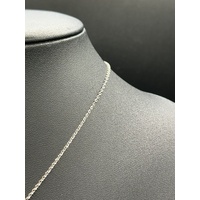 Ladies 18ct White Gold Cable Link Chain & Diamond Dangle Pendant