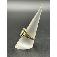 Men’s 9ct Yellow Gold 0.10ct Diamond Horse Head & Horseshoe Ring