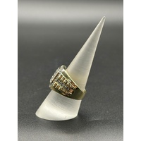 Mens 9ct Yellow Gold Diamond Cluster Ring