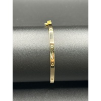 Ladies 18ct Yellow Gold Oval Hinged Bangle Bracelet 