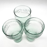 Coca-Cola Set of 3 Vintage Pebble Green Drinking Glasses 450ml Tumblers