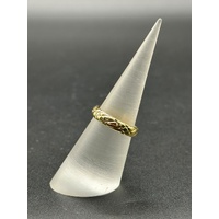 Ladies 18ct Yellow Gold Diamond Patterned Band Ring