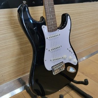 Squier Black Stratocaster Electric Guitar w/ Fender Frontman 10G Amp & Cable
