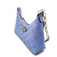 GUESS Dita Logo Shoulder Bag Handbag Blue Periwinkle Chain PU New with Tag