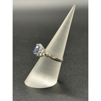 Ladies 18ct White Gold Blue Sapphire & Diamond Ring
