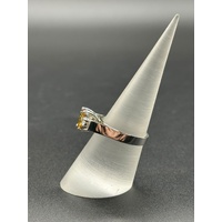Ladies 18ct White Gold Amber Sapphire & Diamond Ring
