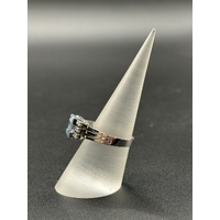 Ladies 18ct White Gold Blue Sapphire & Diamond Ring