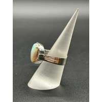 Ladies 18ct White Gold Opal & Diamond Ring