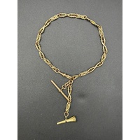 Unisex 9ct Rose Gold Vintage Albert Pocket Watch Chain with Fob and Horn Charm