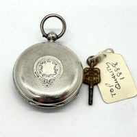 JW 1888 London Antique Pocket Watch Sterling Silver Key Wind White Dial