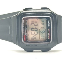 CASIO F-201WA Mens Digital Watch 5 Alarms 10 Year Battery Black Resin
