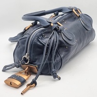 Chloe Paddington Navy Blue Leather Shoulder Bag Gold Hardware Padlock + COA