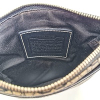 COACH Signature Canvas Leather Swingpack Crossbody Bag Black Grey Small + COA