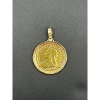 Ladies 22ct Yellow Gold 1901 Victoria Sovereign Coin Diamond Pendant