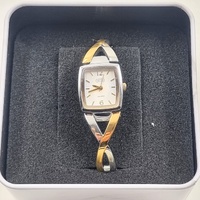 Elite 5088303 Ladies Two Tone Quartz Rectangular Bracelet Watch With Tin